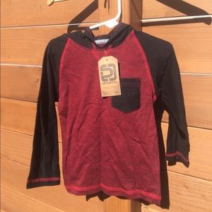 Black and Burgundy Long Sleeved Hoodie